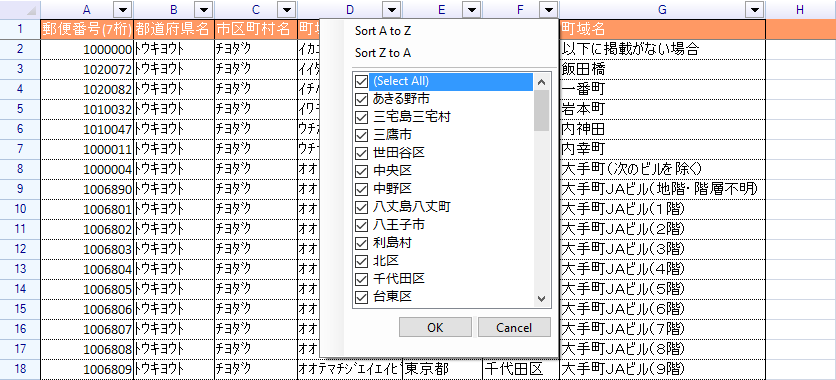 フィルターと並び替え